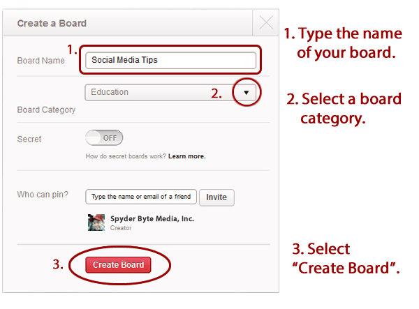 Getting started with Pinterest - Creating a board