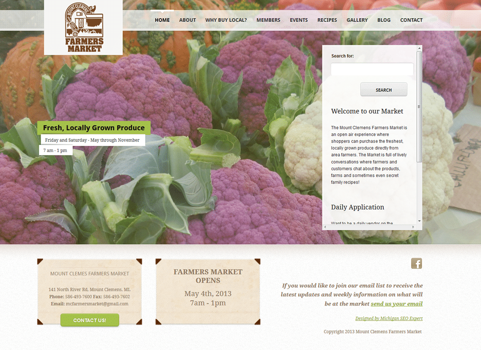 Web Design and SEO - Mount Clemens Farmers Market