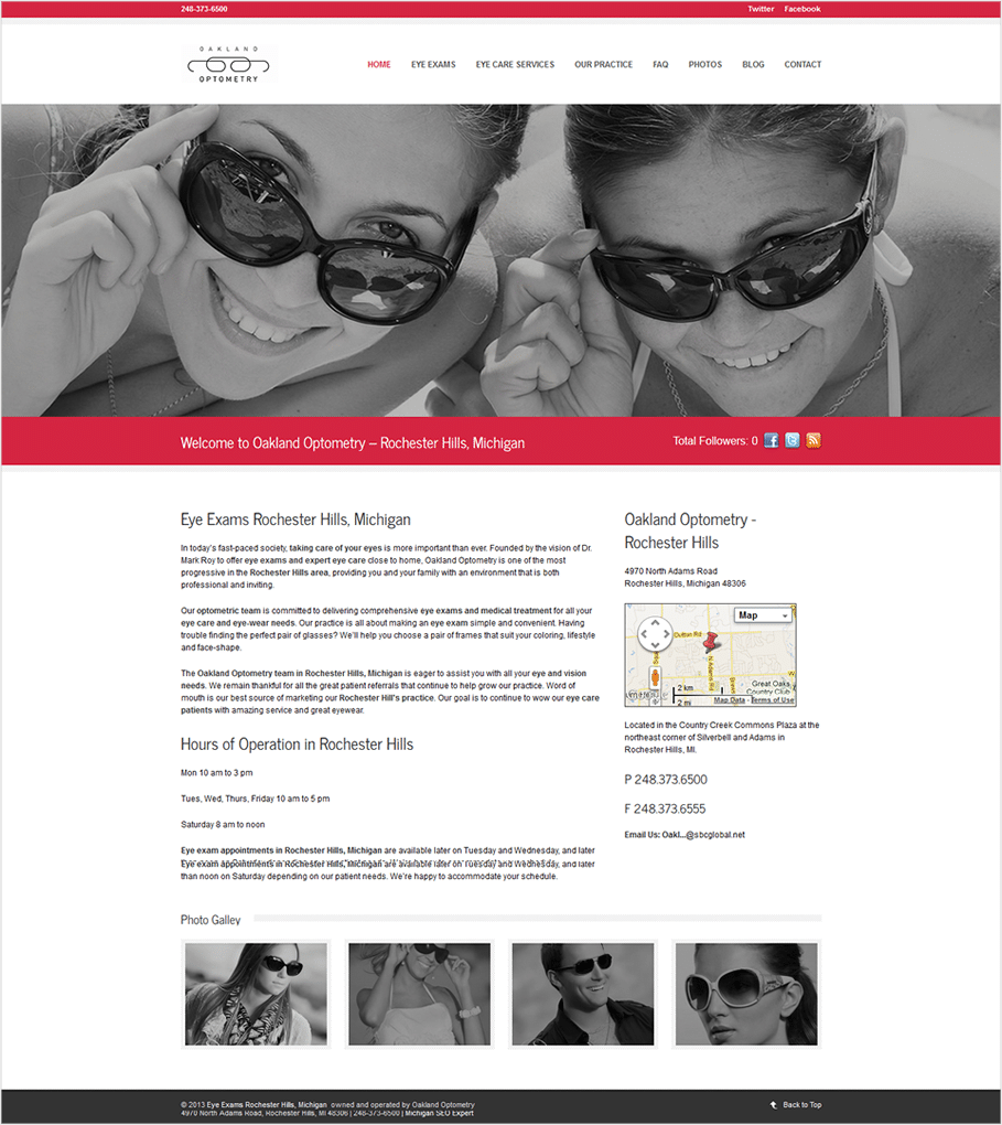 Web Design and SEO - Oakland Optometry